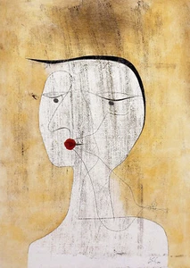 Paul Klee "Sealed Woman; Versiegelte Dame." chest Red Artwork PAPER or CANVAS - Picture 1 of 4