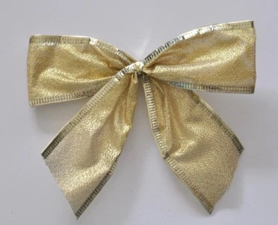 4.5" Gold Lamé Christmas Holiday Hair Clip Bow Festive Clip-On Party Photoshoot - Image 1 of 2
