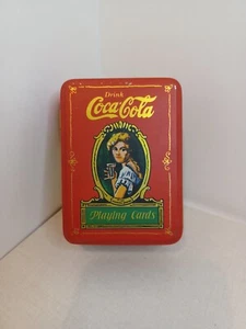 Coca-Cola Collector Tin Playing Cards 2 Decks Red And Green Deck Vintage 1980 - Picture 1 of 7