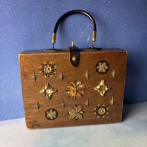 Vintage Enid Collins of Texas~The Original Box Bag~Purse~Les Fleurs~1962~Holz - Bild 1 von 18