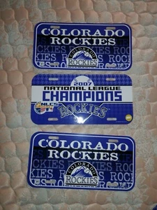 Colorado Rockies License Plate lot of (3) new vintage MLB 2007 World Series - Picture 1 of 7