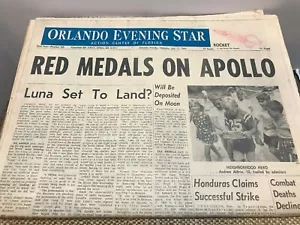Apollo 11 - Landing Moon Walk Programma Spaziale 1969 Orlando Evening Star Giornale - Foto 1 di 7