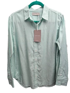 Everlane Women's Size 0 Silky Cotton Striped Shirt Mint Green Oversized - Picture 1 of 7