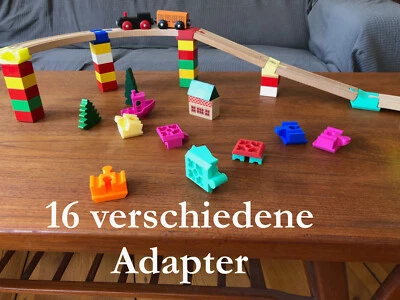 MARKENLOS 16 x Brio / Duplo / Lego / Lillabo / IKEA Holzeisenbahn - Adapter