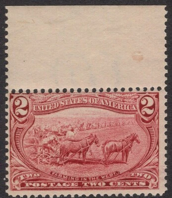 #286 F-VF MNH OG-2¢ TRANS-MISSISSIPPI WITH TOP SELVAGE (REM 286-5) - Image 1 of 2