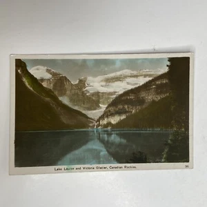 RPPC Lake Louise Victoria Gletscher Alberta kanadische Rocky Mountains Echtfoto Postkarte - Bild 1 von 2