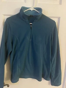 Giacca da passeggio Lands' End donna taglia M foderata in pile color verde acqua 1/4 zip - Foto 1 di 5