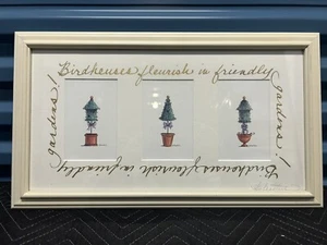 Michelle Masters Birdhouse Friends Serie Triple Topiary Passepartout gerahmte Drucke - Bild 1 von 10