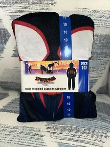 Spider-Man Kids Hooded Union Suit Blanket Sleeper Pajamas Size 10 NWT - Picture 1 of 2