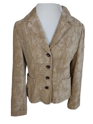 croft barrow Woman's Sz 8 Biege Color Textured Velour Unlined Jacket B65 - Image 1 of 4