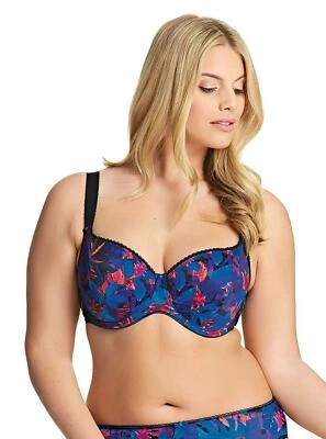Elomi Moonlit Underwire Half Cup Bra EL4131 UK Sizes D- H Tropical Print NWT $68 - Image 1 of 4