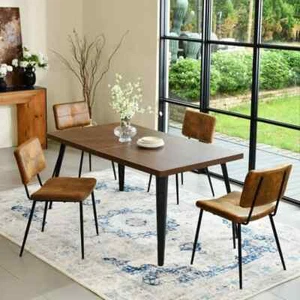 STAN 62.9 in. Walnut Brown Rectangle Dining Table for 6, Modern Farmhouse Style - Picture 1 of 6