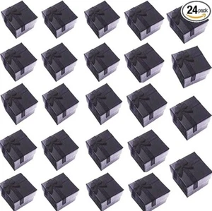 24PCS Jewelry Gift Boxes Ring Earrings Pendant Box Holder Black or White Insert - Picture 1 of 5