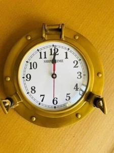 Antique Marine 10" Brass Ship Porthole With Clock Nautical Wall Clock Home Decor - Picture 1 of 4