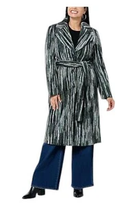 kathy ireland Women's Fashion 360 Faux Wool Duster Coat Black Multi - Picture 1 of 1