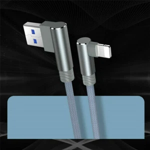 Data Cable 90° Elbow 1M 2M 3M Lead For Apple iPhone/Type-C/Micro Fast Charger - Picture 1 of 16