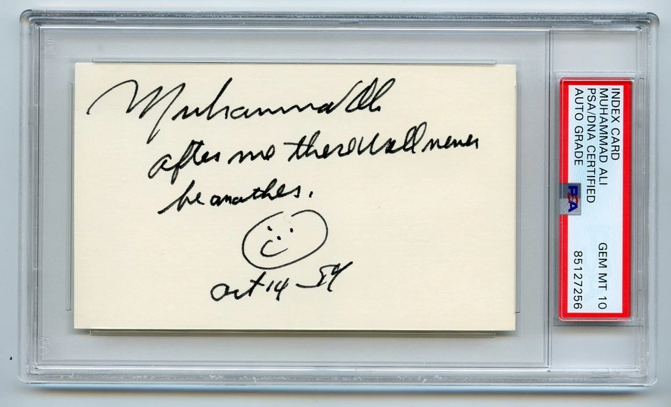 MUHAMMAD ALI  Signed Index Card 1984 Autograph Quote  PSA/DNA GEM MINT 10 Encap - Image 1 of 1
