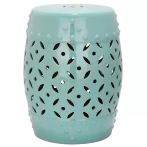 Safavieh Lattice Coin Ceramic Garden Stool in Robbins Egg Blue - Picture 1 of 2