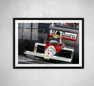 AYRTON SENNA SIGNED PRINT PHOTO POSTER FRAMED F1 FORMULA ONE  #01 - Picture 1 of 5