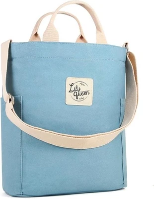 Lily queen Women Canvas Tote Handbags Casual Shoulder Work Bag Crossbody Blue - Image 1 of 4