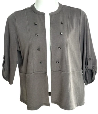 NWOT Maurices Military Knit Jacket, Taupe 3/4 Sleeves Open Front, Plus Size 2 2X - Image 1 of 4