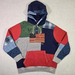 Polo Ralph Lauren Patchwork Hoodie Fleece Herren XL Polo Country amerikanische Flagge - Bild 1 von 9