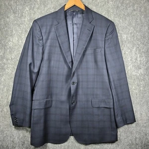 Ermenegildo Zegna Mens Blazer Jacket US 44L Blue Plaid Wool Sport Coat Saks 5th - Picture 1 of 17