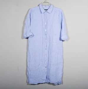 Hemdblusenkleid Tahari hellblau 100% Leinen Kurzarm Größe M - Bild 1 von 4