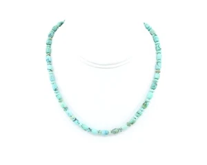 Native American-Inspired Turquoise Necklace – 5x8mm Drum Beads & 5mm Rondelles - Picture 1 of 5