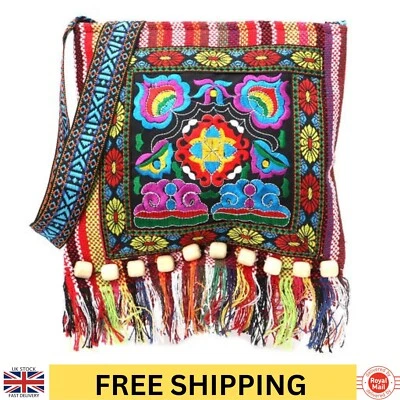 Boho Tote Messenger Bag Embroidered Hippy Vintage Style Cross Body Satchel New