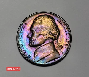 1967-P UNC MONSTER TONED JEFFERSON NICKEL GORGEOUS TONES293  - Bild 1 von 2