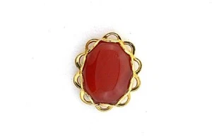 CARNELIAN AGATE 10x8 1/2 x 1/5 INCH OVAL GEMSTONE GOLD COLOR BEZEL TIE TACK - Picture 1 of 2