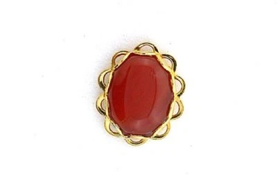 CARNELIAN AGATE 10x8 1/2 x 1/5 INCH OVAL GEMSTONE GOLD COLOR BEZEL TIE TACK  - Image 1 of 2