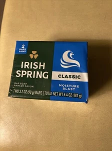 Irish Spring Original Scent Moisture Blast Bar Soap Pack of 2 - 3.2 oz Bars New - Picture 1 of 6