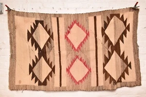 Antico tappeto Navajo GRANDE nativi americani indiani tessuto cristallo 56x32 tessuto vintage - Foto 1 di 22