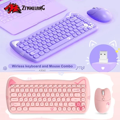 2.4G Wireless Keyboard Mouse Set84 Keys Retro Typewriter Round Key caps punkfeel - Image 1 of 4