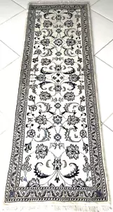 Perserteppich Nain 9La Läufer Handgeknüpft Orient Teppich Beige Blau Rug Carpet - Bild 1 von 13