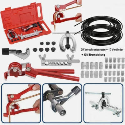 Bördelgerät +10m Bremsleitung Bremsrohr Stahl 4,75mm +Verschraubungen +Verbinder - Bild 1 von 4