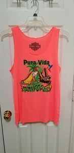Camiseta sin mangas Pura Vida Costa Rica neón salmón, sin mangas, cuello redondo, talla XL. - Imagen 1 de 5