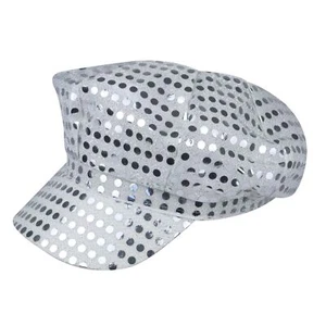 1x Adult 70s Silver Sequin Disco Hat Fancy dress Theme Dance Hen Party Accessory - Picture 1 of 7