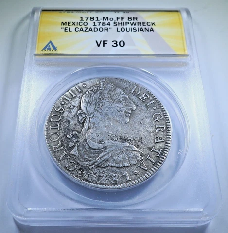 1781 El Cazador Shipwreck Spanish Mexico 8 Reales Genuine Pirate Treasure Coin Cover