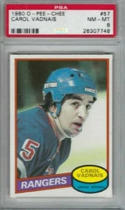 1980 OPC Hockey Card #57 Carol Vadnais, New York Rangers graded PSA 8 - Bild 1 von 1