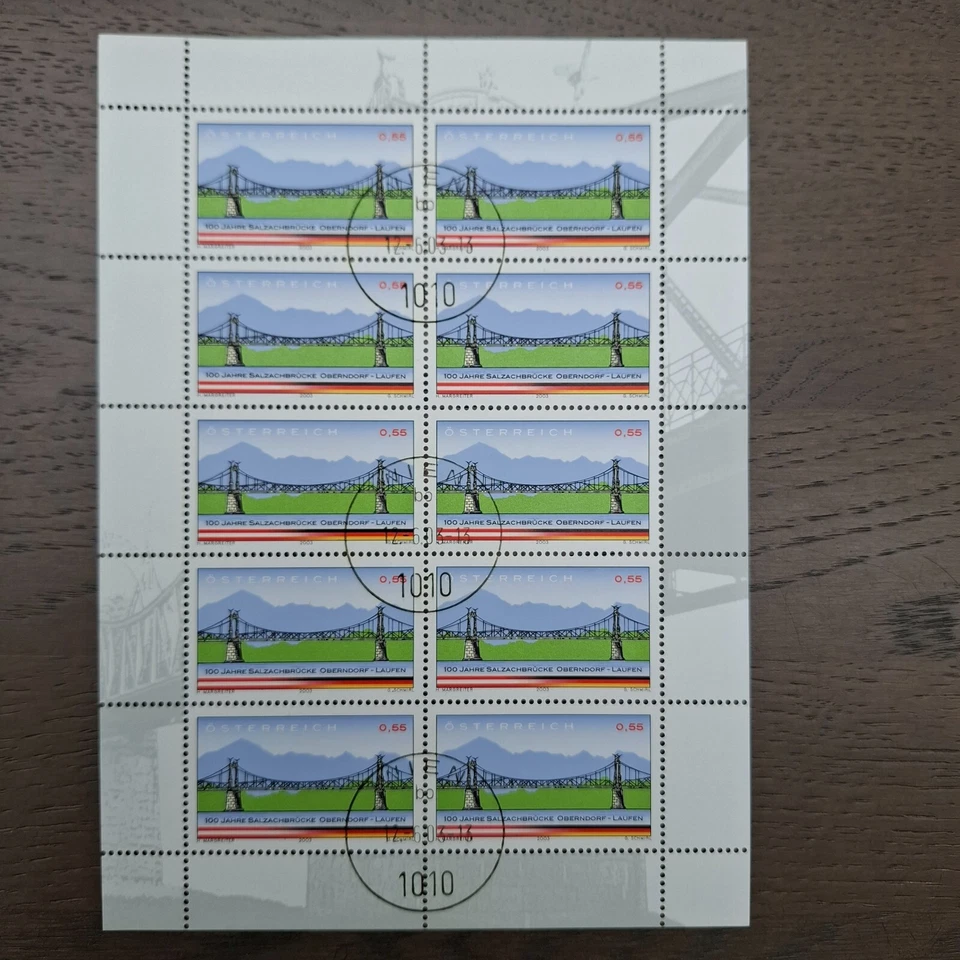 Austria 2003 sheet Salzach Bridge (Michel 2426 KLB) nice used - Image 1 of 1