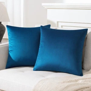Set of 2 Cozy Velvet Square Decorative Throw Pillow Covers for Couch and Bed ... - Picture 1 of 7