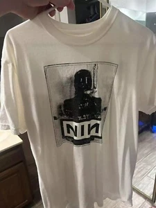 Camiseta unisex de manga corta blanca gráfica Nine Inch Nails NIN S-5XL - Imagen 1 de 2