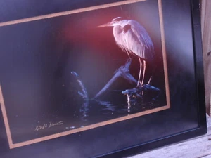 ORIGINAL SIGNED FRAMED ART PHOTOGRAPHY WATER  BIRD CRANE 20 X 16 " CARL SAMS II  - Picture 1 of 12