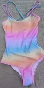 Rainbow multi swim suit with cross straps to fit age 12-13 Years. - Picture 1 of 2