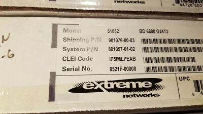 NIB 801047-01 EXTREME NETWORKS BLACKDIAMOND 6800 G24T3 24-PORT GIG E SW  - Image 1 of 2