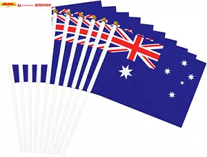 Proud Aussie Handheld Mini Flags 10-Pack, 14 X 22 Cm Australian National Flags w - Picture 1 of 9