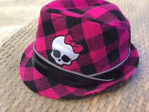 Monster High 2012 Super Vivid Hot Plaid Pink Fedora Style Hat One size Fits Most - Picture 1 of 10